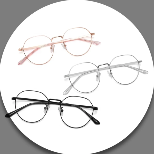 Modern Round Geometric Metal Glasses Frames (Model 600048) – Rose Gold, Silver, Black